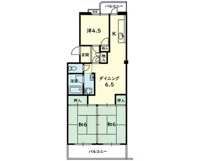 健軍団地8号棟(3DK/1階)の間取り写真