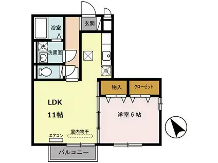 リビングタウン瀬田(1LDK/2階)の間取り写真