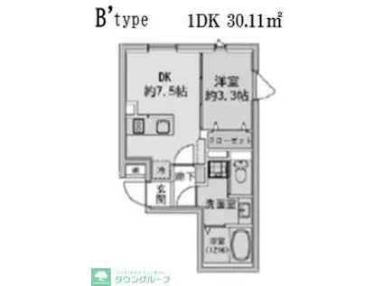 FABRIC蒲田ウエスト RESIDENCE(1DK/3階)の間取り写真