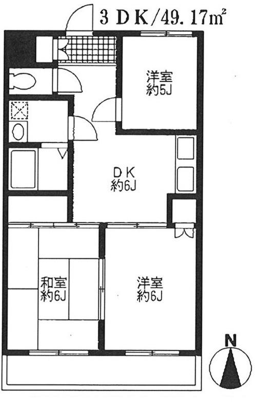 弘明寺パークコート(3DK/2階)の間取り写真