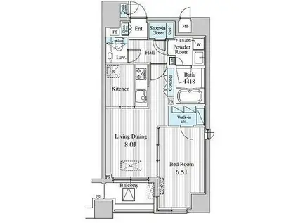 MFPRコート赤坂見附(1LDK/4階)の間取り写真