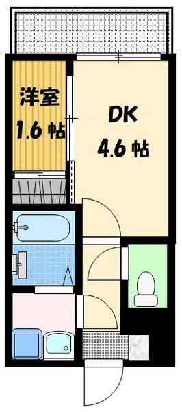 MODERN PALAZZO NAGASAKI ノース(1DK/4階)の間取り写真