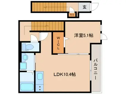 ラ・ポーラ参番館(1LDK/2階)の間取り写真