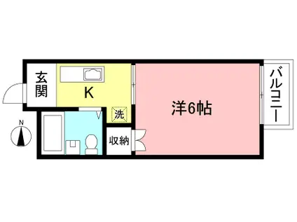 カームヒル(1K/1階)の間取り写真