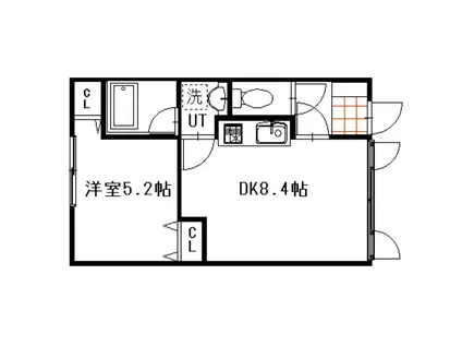 ウエルカムサトウ6(1DK/1階)の間取り写真