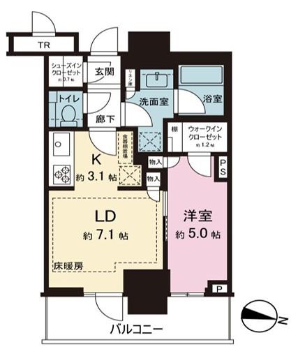 パークタワー西新宿(1LDK/8階)の間取り写真