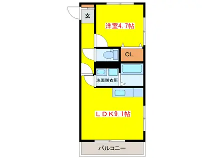 FORTUNA A棟(1LDK/2階)の間取り写真