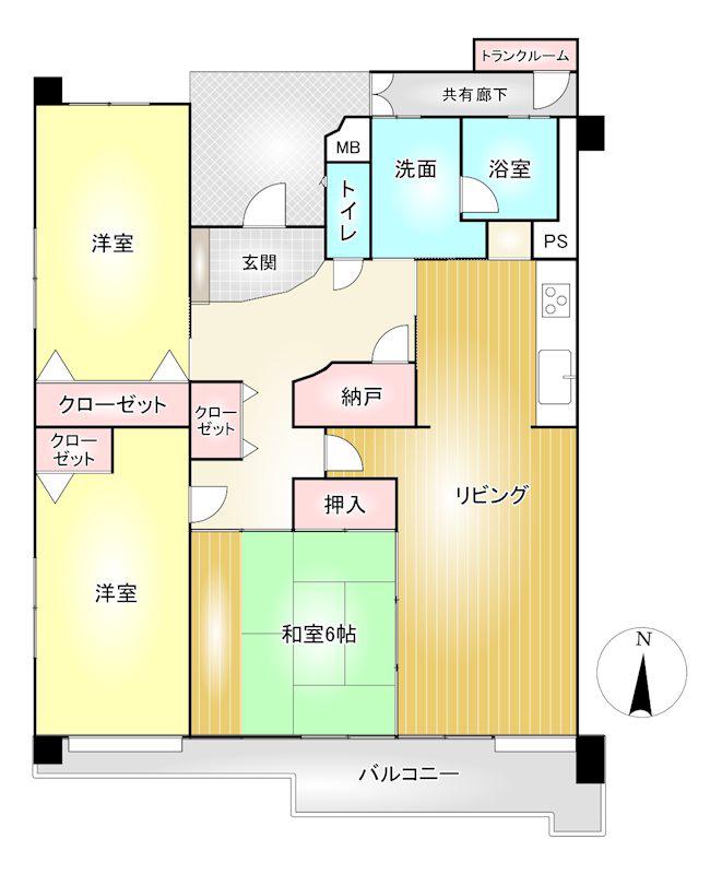 T-ONE MIYAHARA ウエスト B(3SLDK/5階)の間取り写真