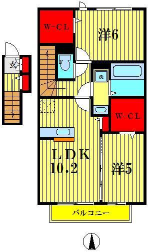 プリウス大曽根(2LDK/2階)の間取り写真