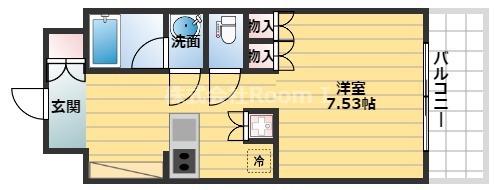 ジリオ大阪城南(1DK/6階)の間取り写真