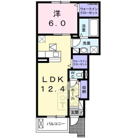 ヴィアーレⅠ(1LDK/1階)の間取り写真