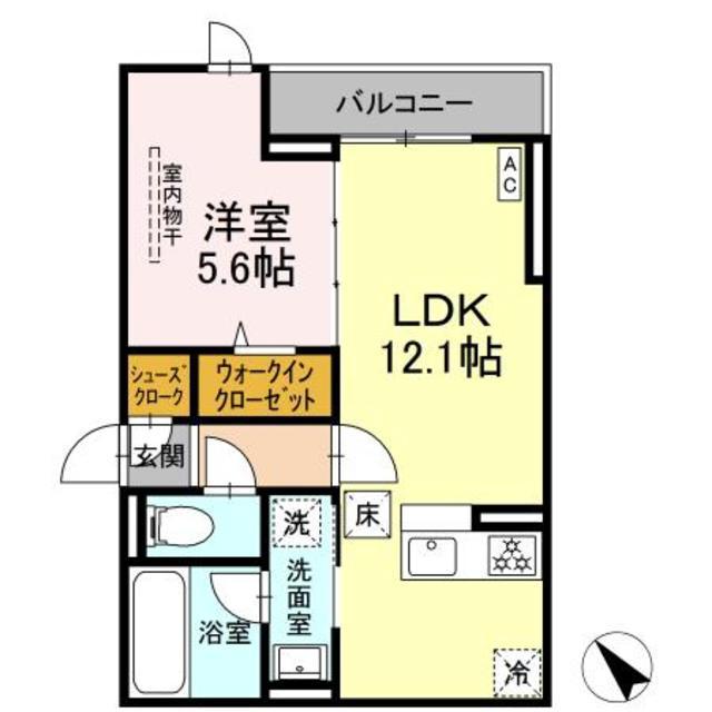 D PAINA 登戸II(1LDK/1階)の間取り写真