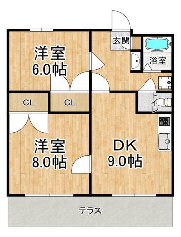 ヴィ フォレストII(2LDK/1階)の間取り写真