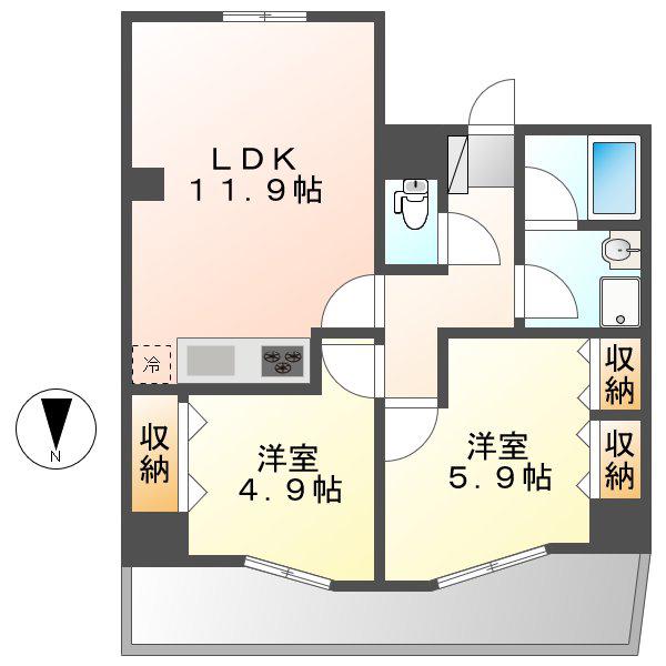 BM TAKAOKA(2LDK/7階)の間取り写真