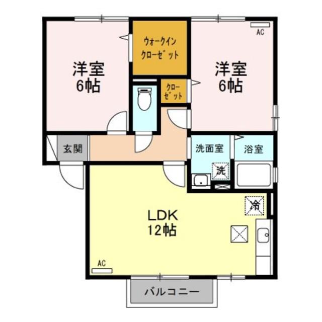 グリーンパークC棟(2LDK/1階)の間取り写真