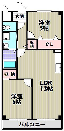 レジデンスレイク深井(2LDK/3階)の間取り写真