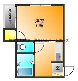日栄ビル(1DK/2階)の間取り写真