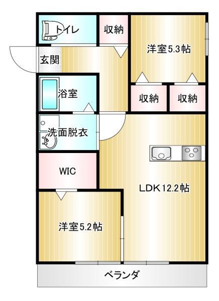 カメリアコートII(2LDK/1階)の間取り写真