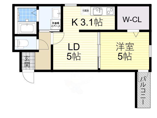 フジパレス住吉山之内2番館(1LDK/3階)の間取り写真