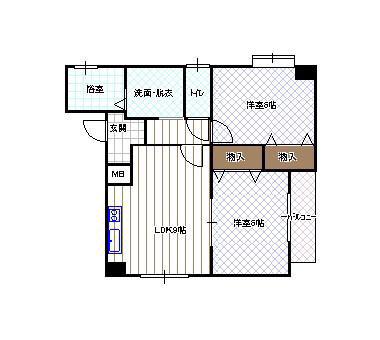 ドミールK&M(2LDK/1階)の間取り写真