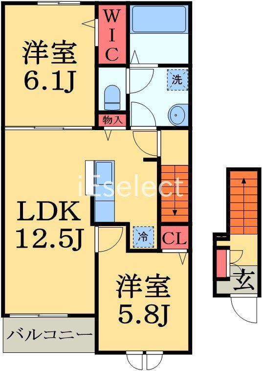 ベルウッド八街II(2LDK/2階)の間取り写真