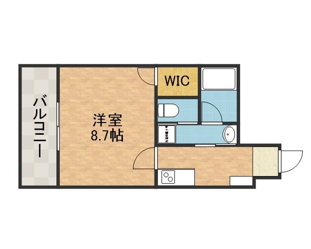 ウェルスクエア高槻(1K/1階)の間取り写真