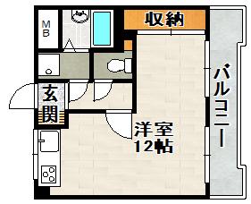コンフィメゾン中山寺(ワンルーム/2階)の間取り写真