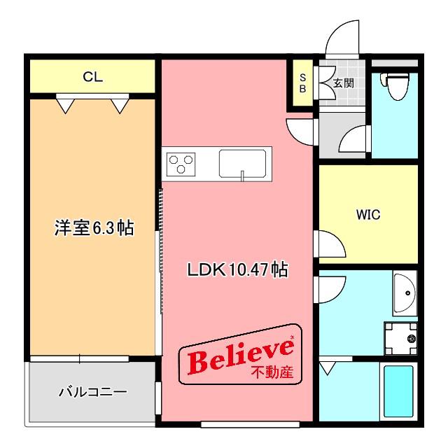 L-BROOM御井(1LDK/1階)の間取り写真