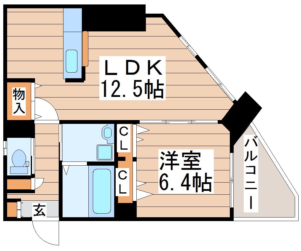 ル・グランノワール(1LDK/2階)の間取り写真