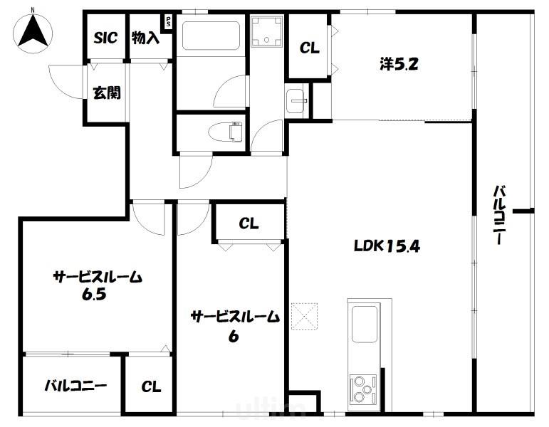 グラシア高倉(1SLDK/4階)の間取り写真