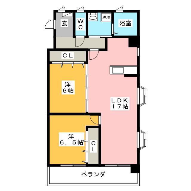 アスカ 93(2LDK/3階)の間取り写真