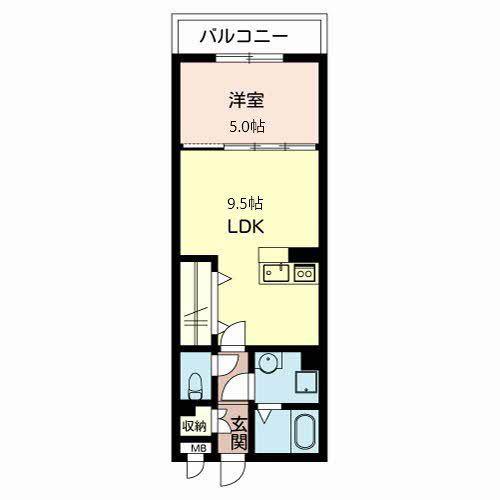 BIZ STAY 石橋駅前(1LDK/3階)の間取り写真