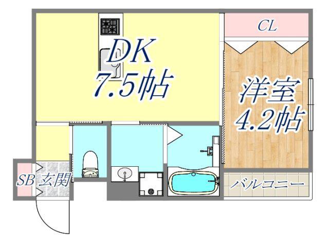 グランメール芦屋南宮町(1DK/2階)の間取り写真