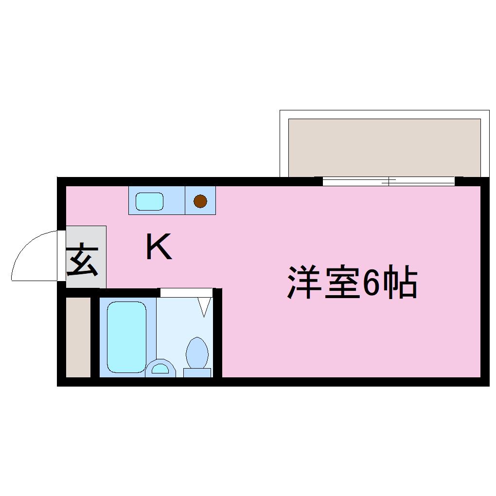 グランディール深草(ワンルーム/1階)の間取り写真