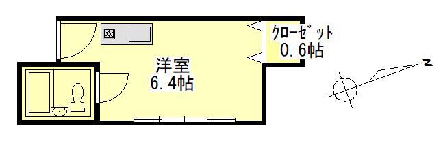 ベリーハイツ(ワンルーム/2階)の間取り写真