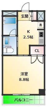 リバブル本通(1K/8階)の間取り写真
