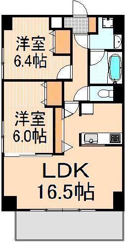 ヴィラ エクセル(2LDK/6階)の間取り写真