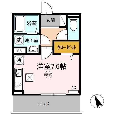 M・K・K北方(ワンルーム/1階)の間取り写真