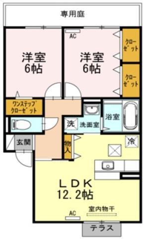 ミアータ(2LDK/1階)の間取り写真