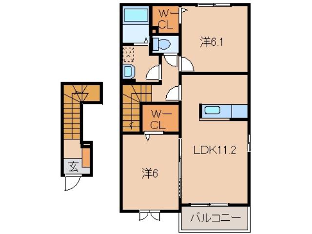 ルーチェ ソラーレI(2LDK/2階)の間取り写真