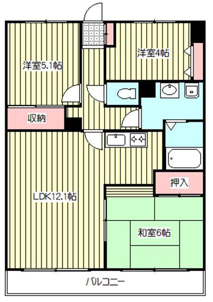 グランドールUNS(3LDK/11階)の間取り写真