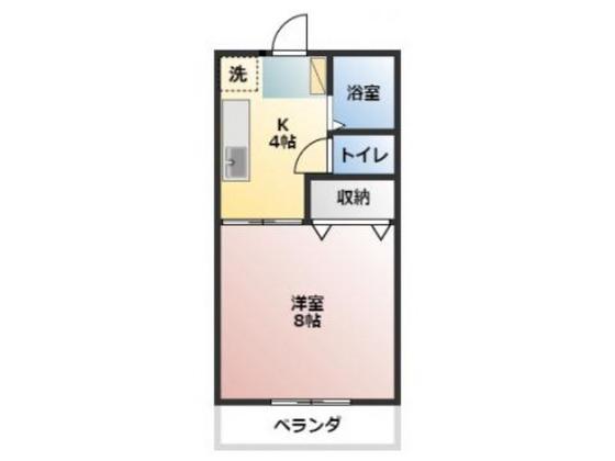 成広矢原コーポVI(1K/2階)の間取り写真