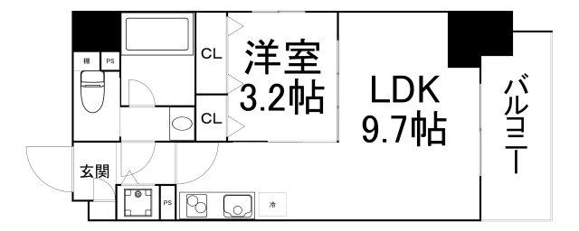 レオンコンフォート北浜(1LDK/5階)の間取り写真