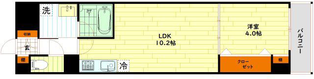 ラ・フォート城北公園(1LDK/7階)の間取り写真