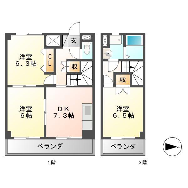 マウンティンVAN(3DK/4階)の間取り写真