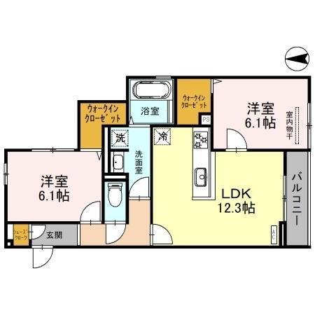 トミージュケヤキ(2LDK/3階)の間取り写真