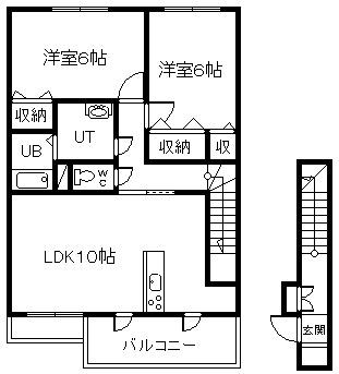 ローズハピネスB(2LDK/2階)の間取り写真