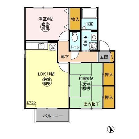 ユリウスAB(2LDK/1階)の間取り写真