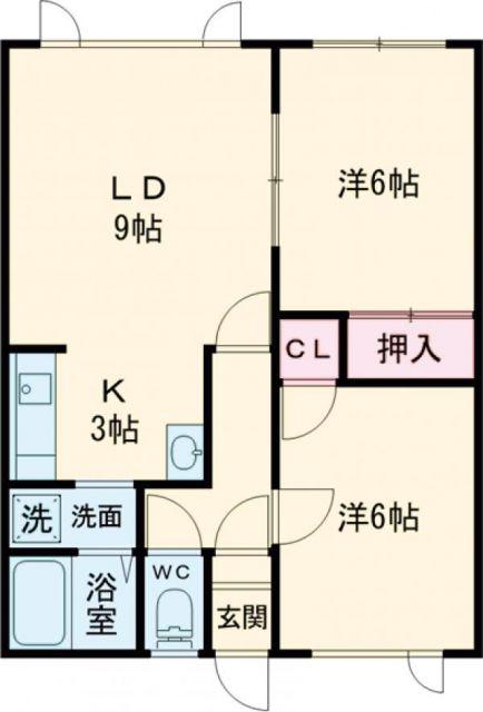 ハウスナガタB(2LDK/2階)の間取り写真