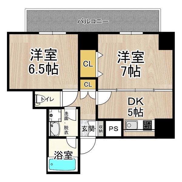 CITY SPIRE難波プレミア(2DK/3階)の間取り写真